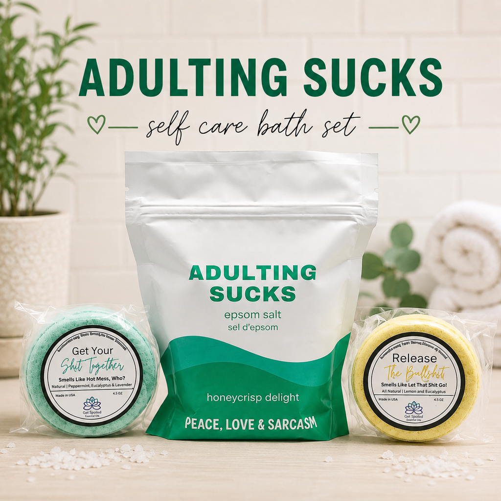 Adulting Sucks Epsom Salt Soak and Bath Bomb/Shower Steamer Gift Set