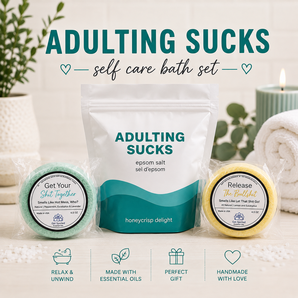 Adulting Sucks Epsom Salt Soak and Bath Bomb/Shower Steamer Gift Set