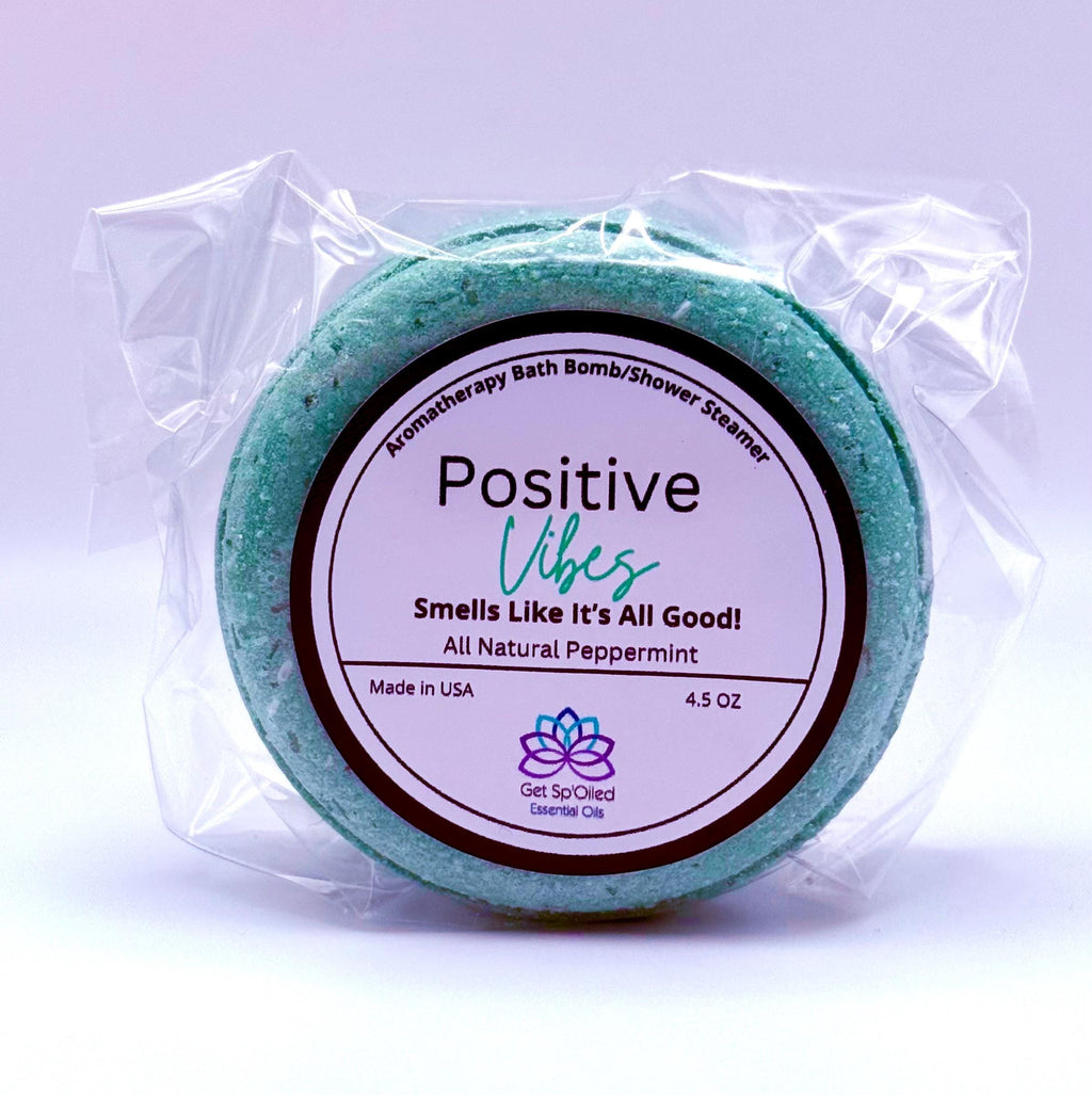 Positive Vibes Bath Bomb & Shower Steamer – Peppermint, Uplifting Self-Care Spa Gift