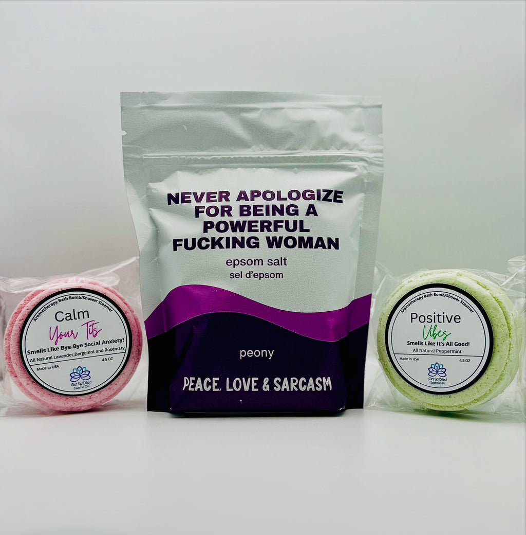 Queen Energy Epsom Salt Soak, Bath Bomb, Shower Steamer Set