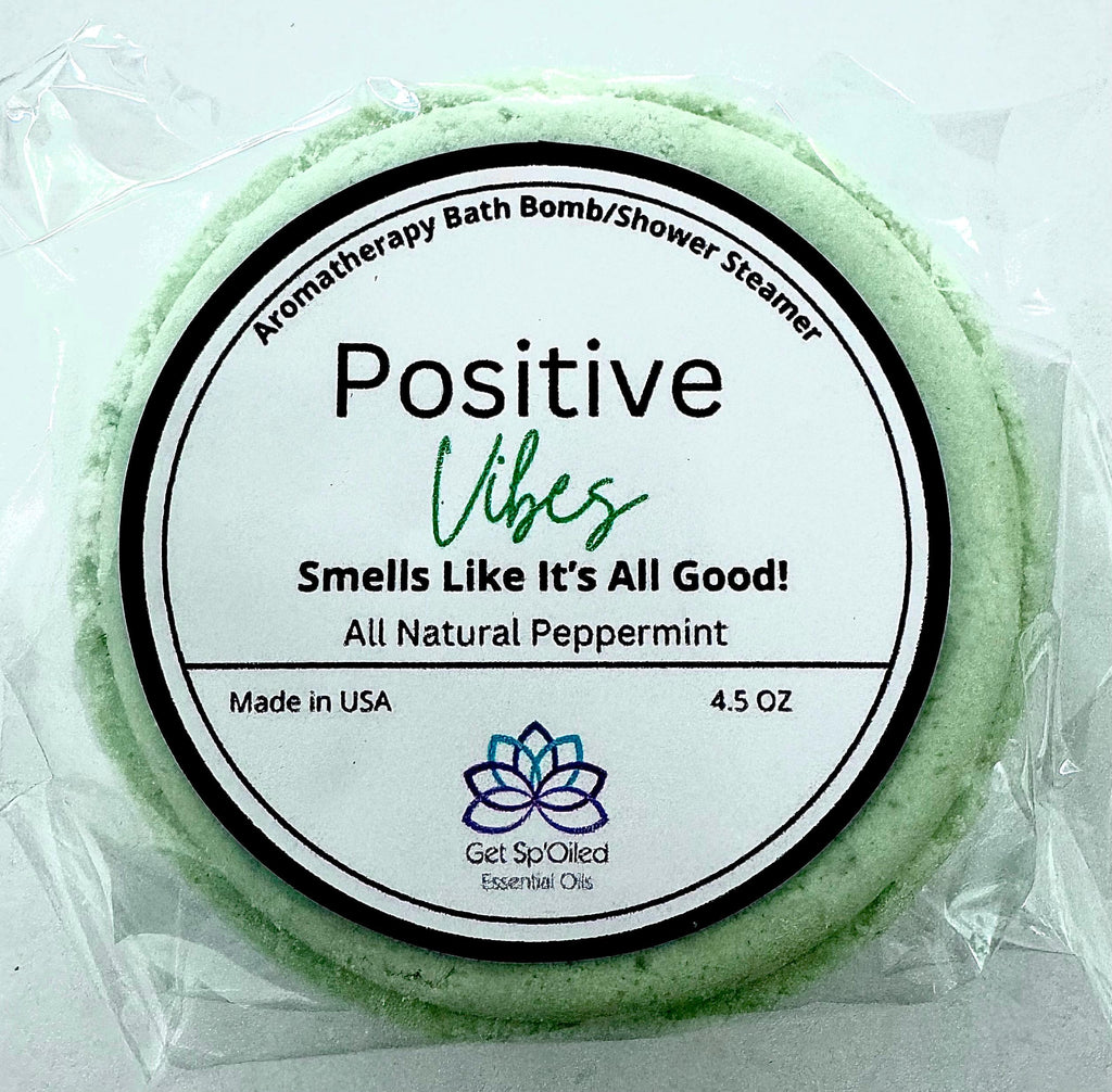 Positive Vibes Bath Bomb & Shower Steamer – Peppermint, Uplifting Self-Care Spa Gift