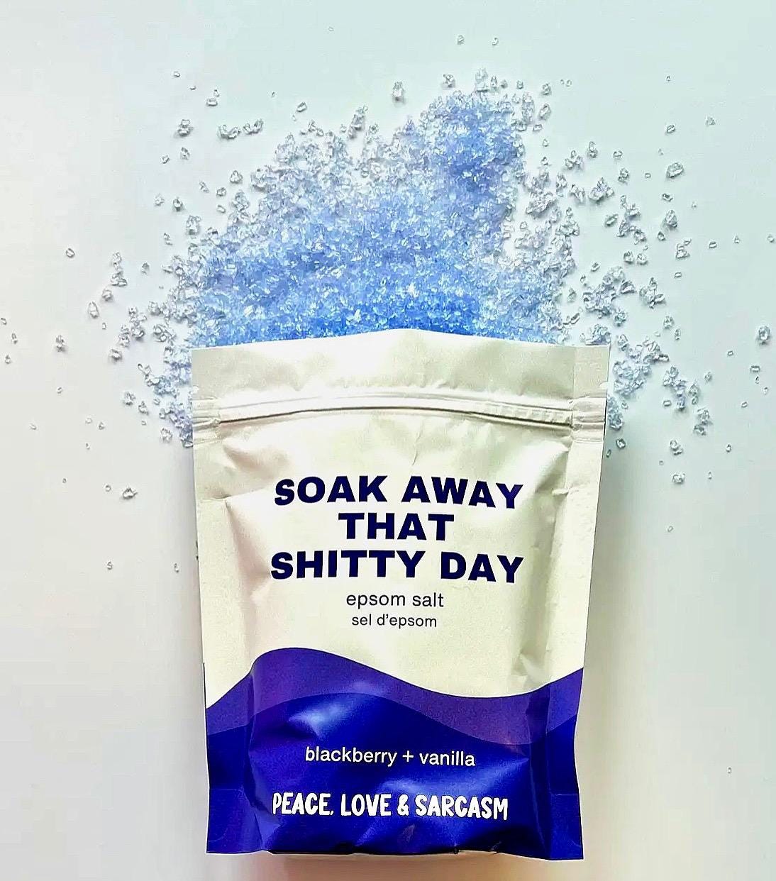 Soak Away That Shitty Day Epsom Salt Soak and Bath Bomb/Shower Steamer Gift Set
