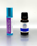 Stress Relief Essential Oil Set – Lavender, Lime, Sandalwood (Diffuser & Roll-On)