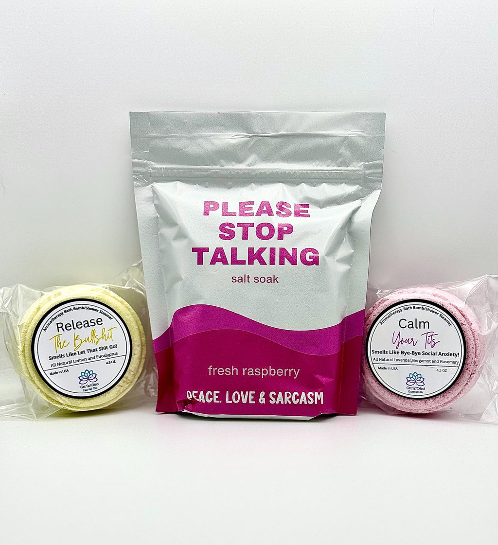 Stop Talking Epsom Salt Soak and Bath Bomb/Shower Steamer Gift Set