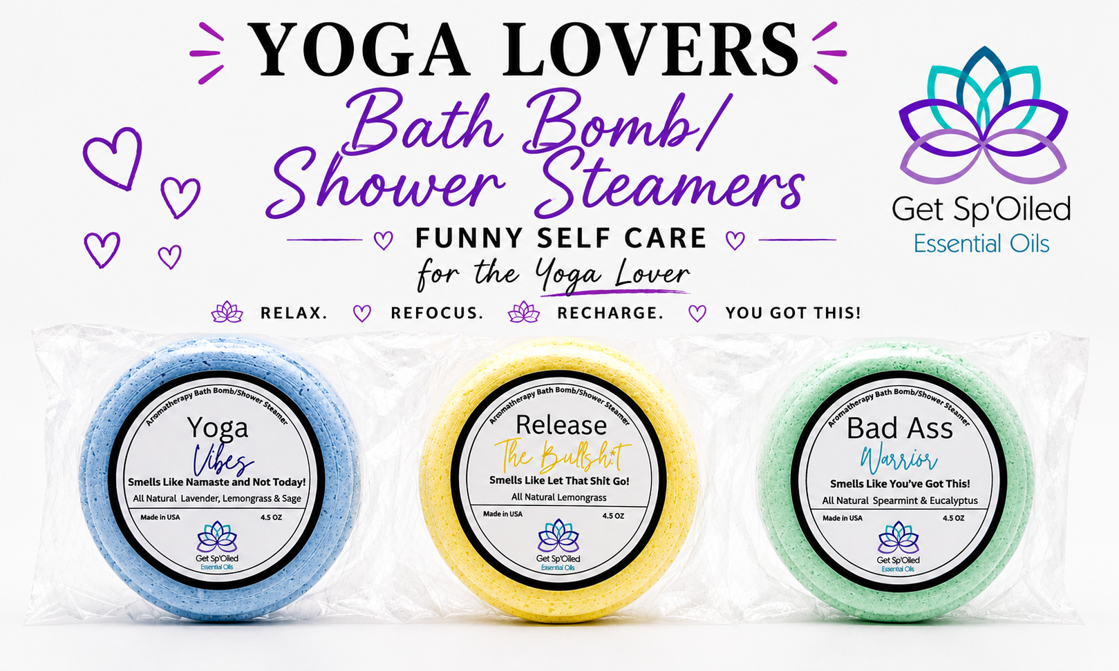 Yoga Bath Bomb & Shower Steamer Set – Aromatherapy Spa Gift