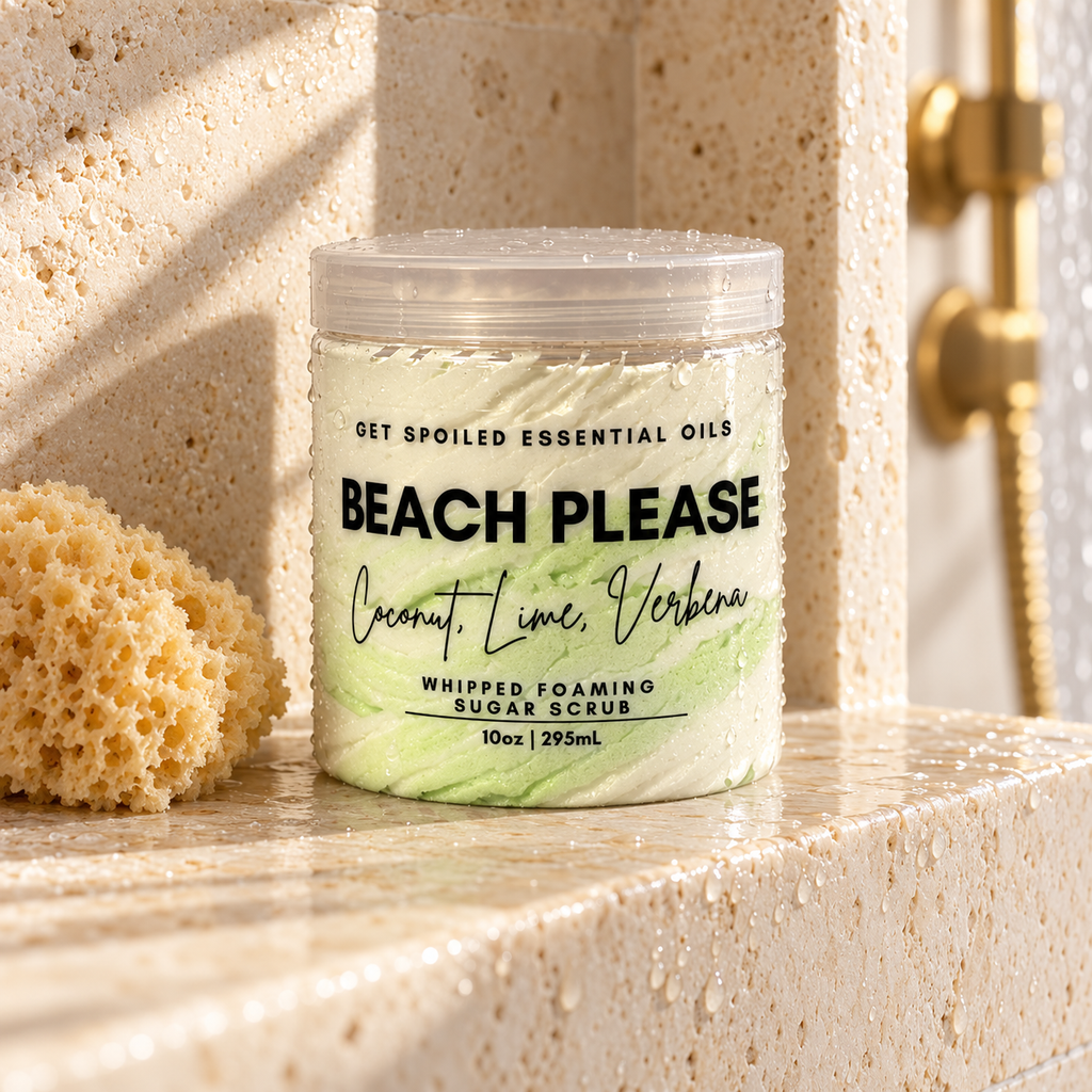Beach Please Coconut Lime Verbena Sugar Scrub, 10oz Whipped Foaming Exfoliating Body Cleanser