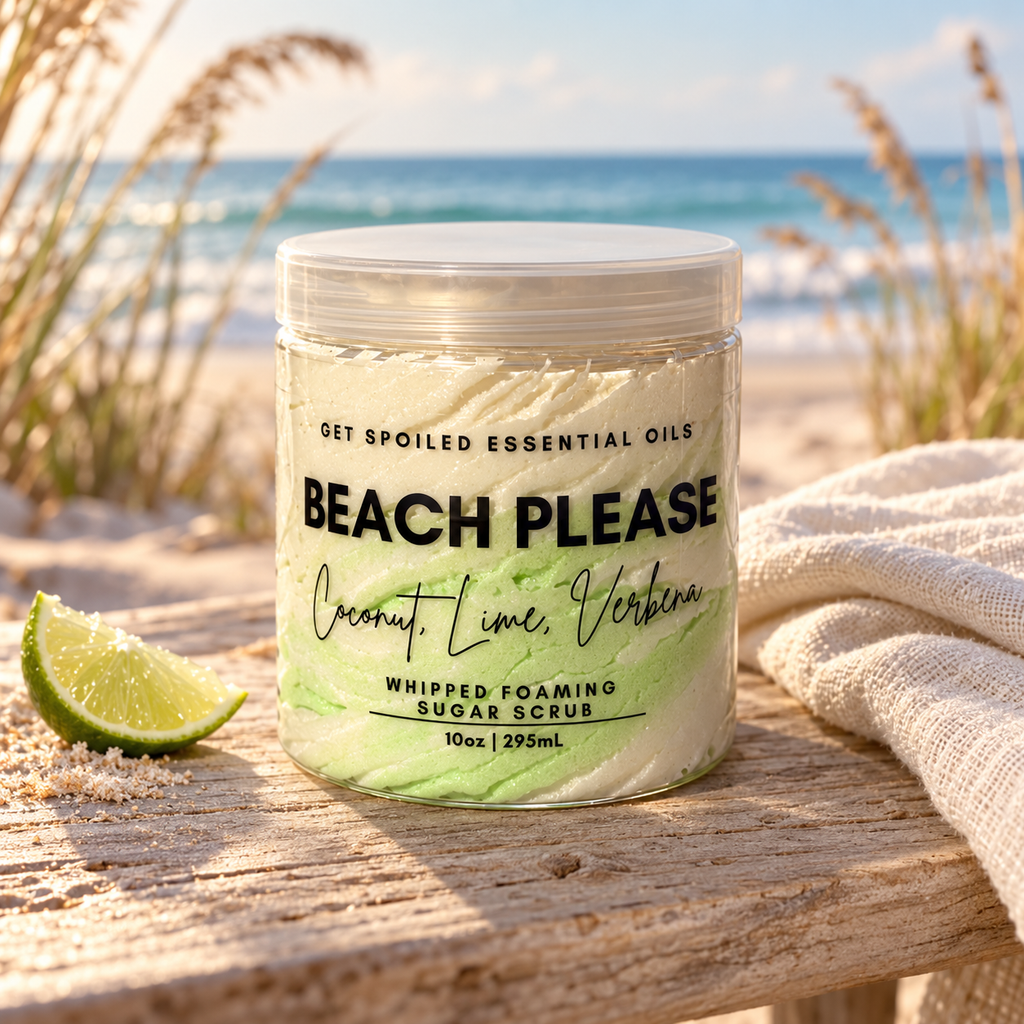 Beach Please Coconut Lime Verbena Sugar Scrub, 10oz Whipped Foaming Exfoliating Body Cleanser