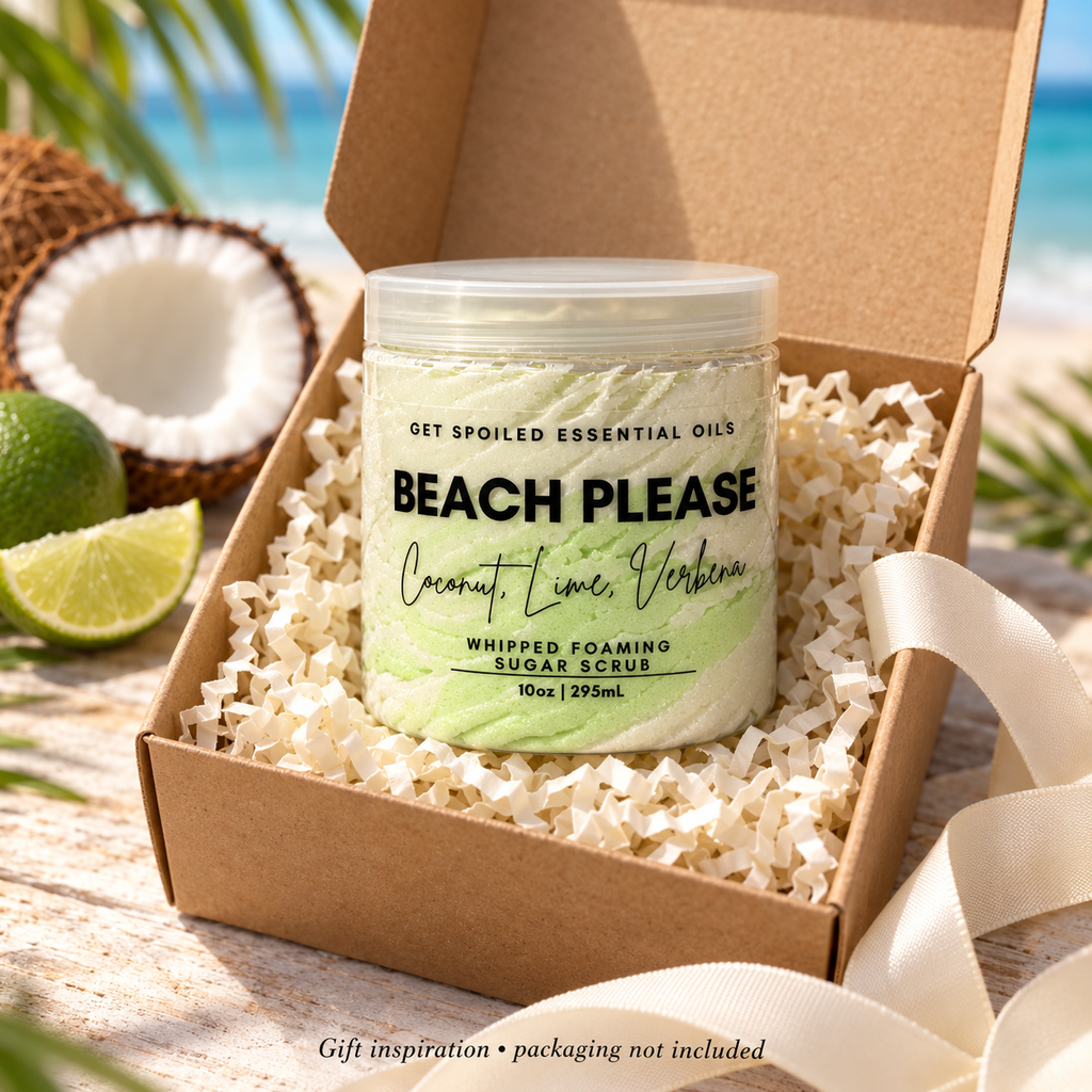 Beach Please Coconut Lime Verbena Sugar Scrub, 10oz Whipped Foaming Exfoliating Body Cleanser