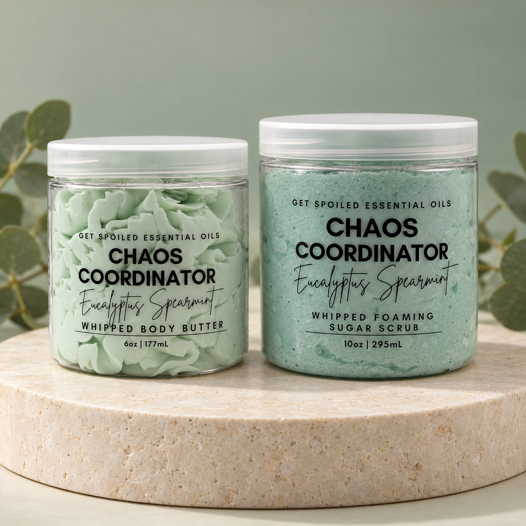 Chaos Coordinator Self Care Duo, Eucalyptus Spearmint Sugar Scrub and Body Butter Gift Set