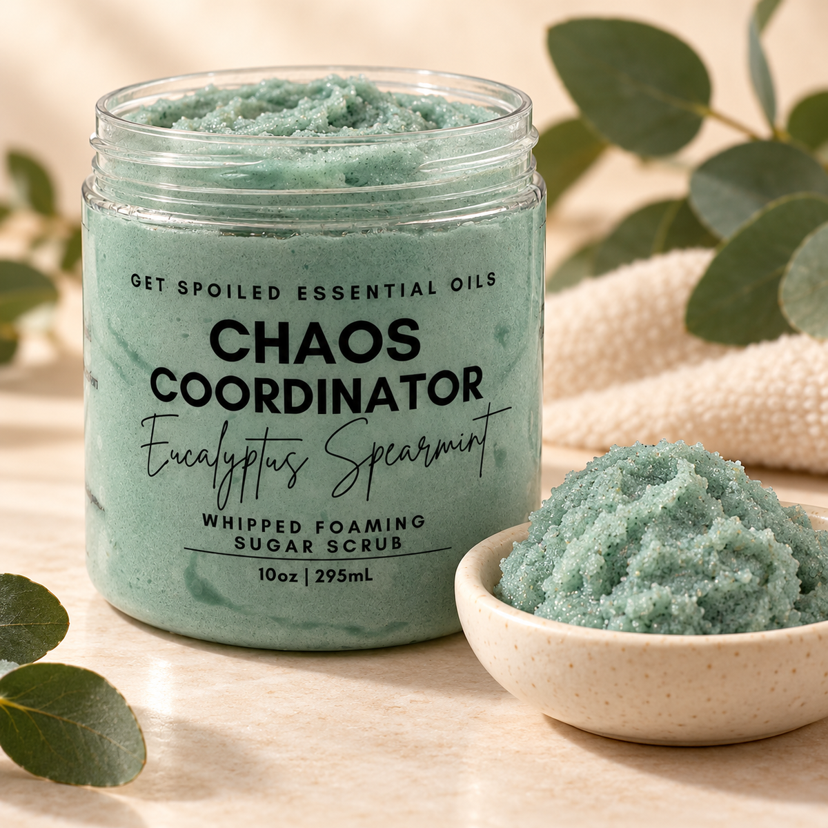 Chaos Coordinator Self Care Duo, Eucalyptus Spearmint Sugar Scrub and Body Butter Gift Set