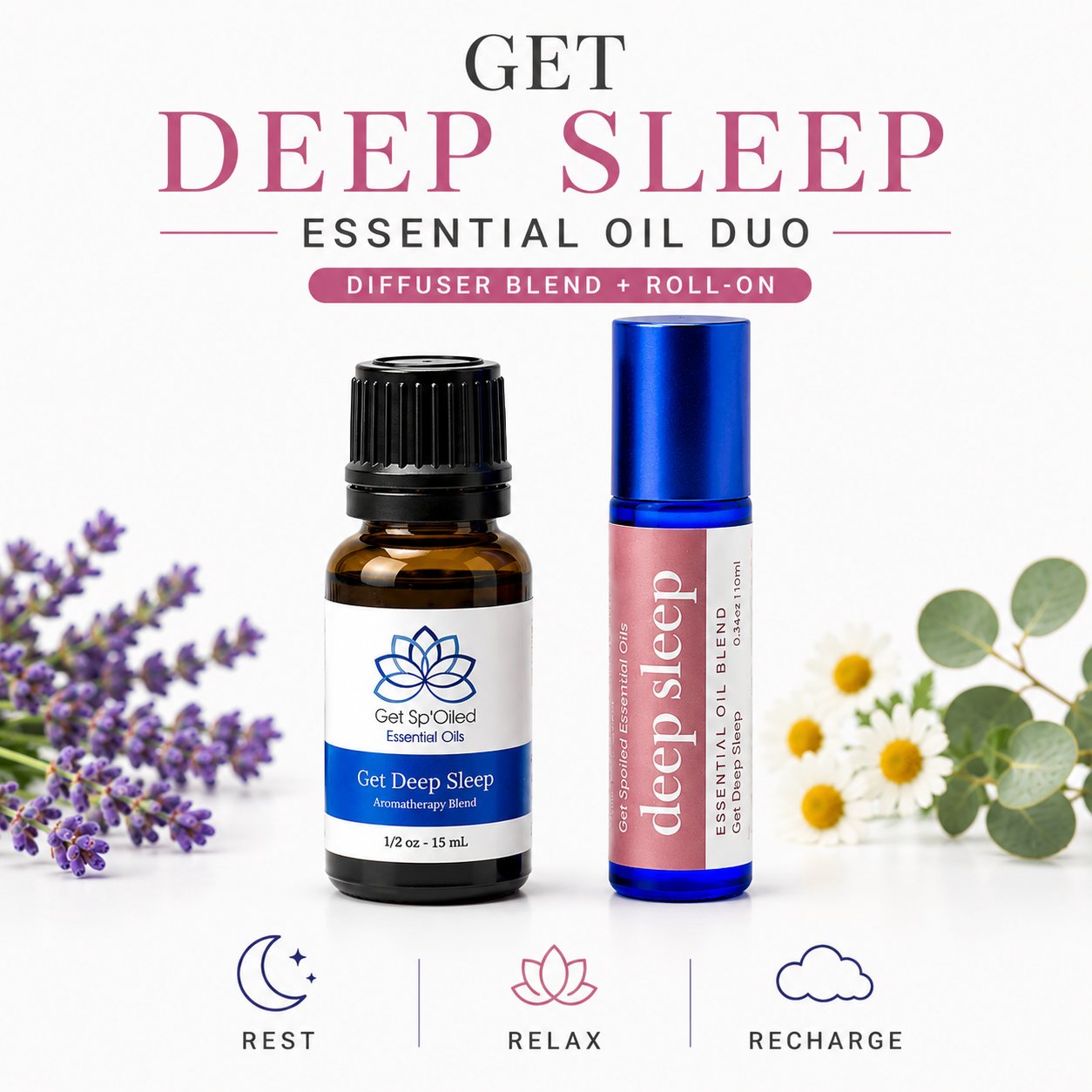 Get Deep Sleep Essential Oil Blend & Roll-On Set