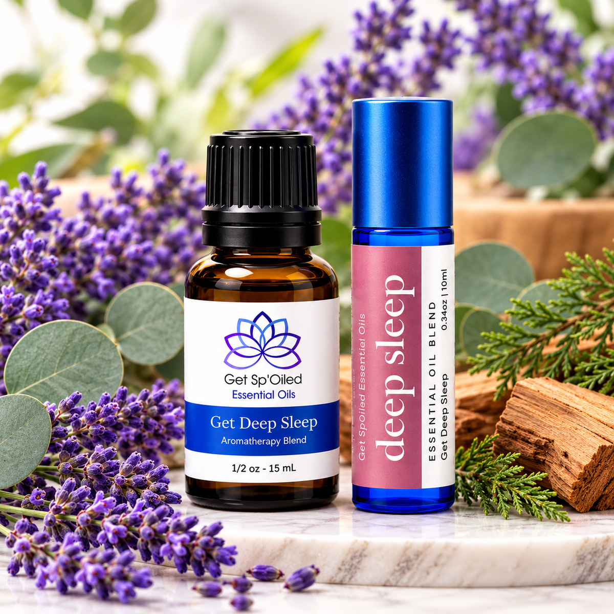 Deep Sleep Essential Oil Set, Diffuser Blend & Roll-On