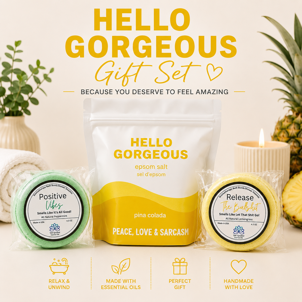 Hello Gorgeous Epsom Salt Soak and Bath Bomb/Shower Steamer Gift Set
