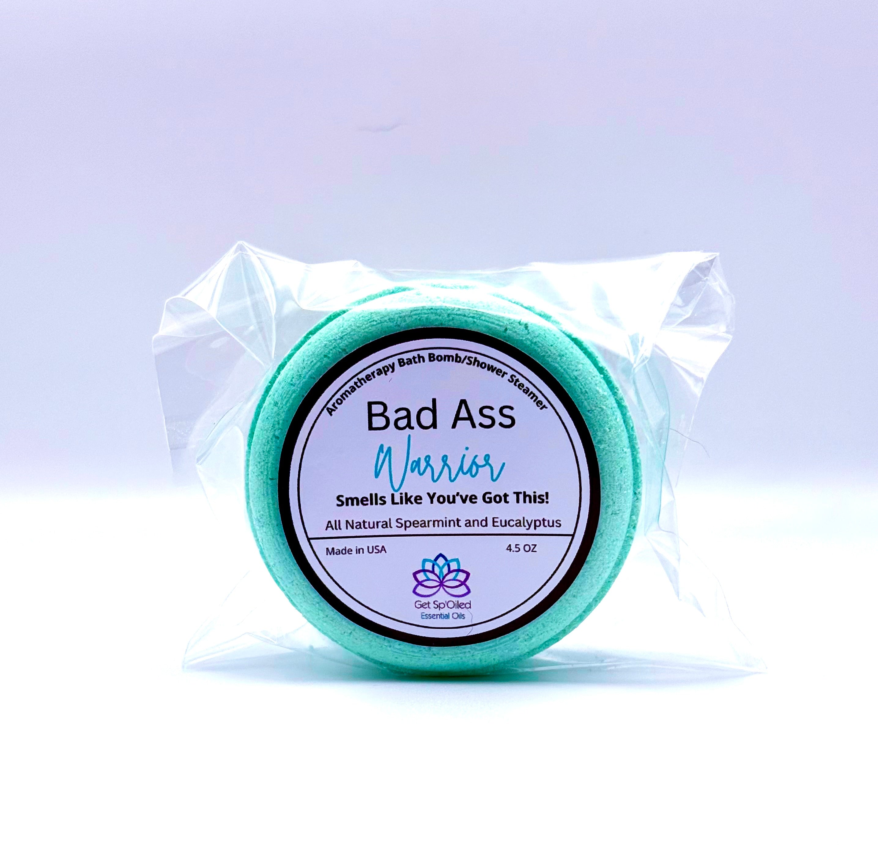 Bad Ass Warrior Bath Bomb/Shower Steamer – Spearmint & Eucalyptus, Funny Self-Care Spa Gift”