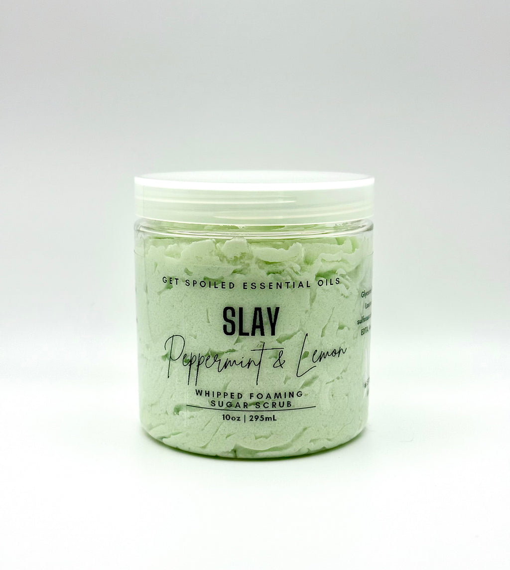 Slay Mint & Lemon Whipped Sugar Scrub – Exfoliating Foaming Body Scrub