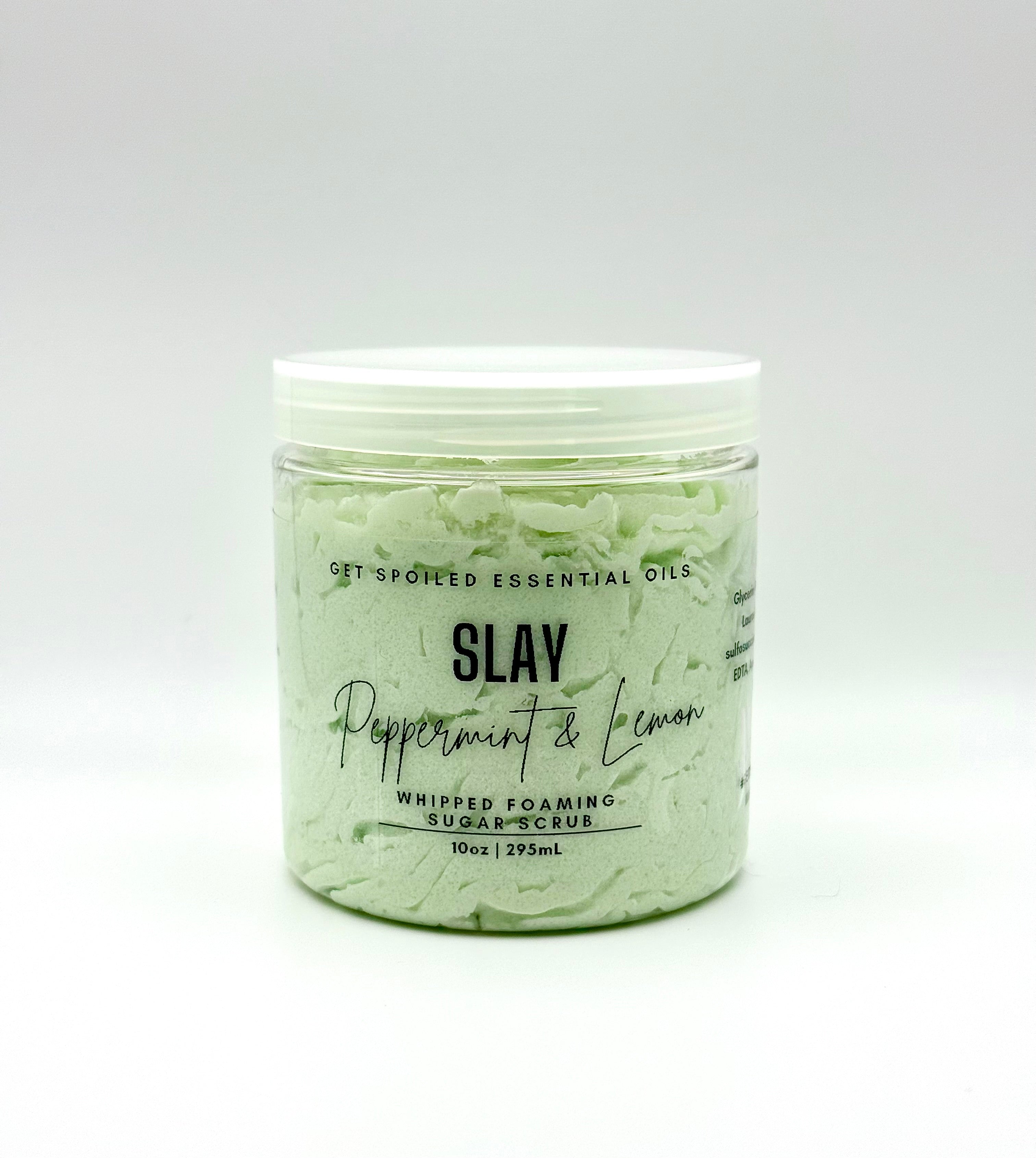 Slay Mint & Lemon Whipped Sugar Scrub – Exfoliating Foaming Body Scrub