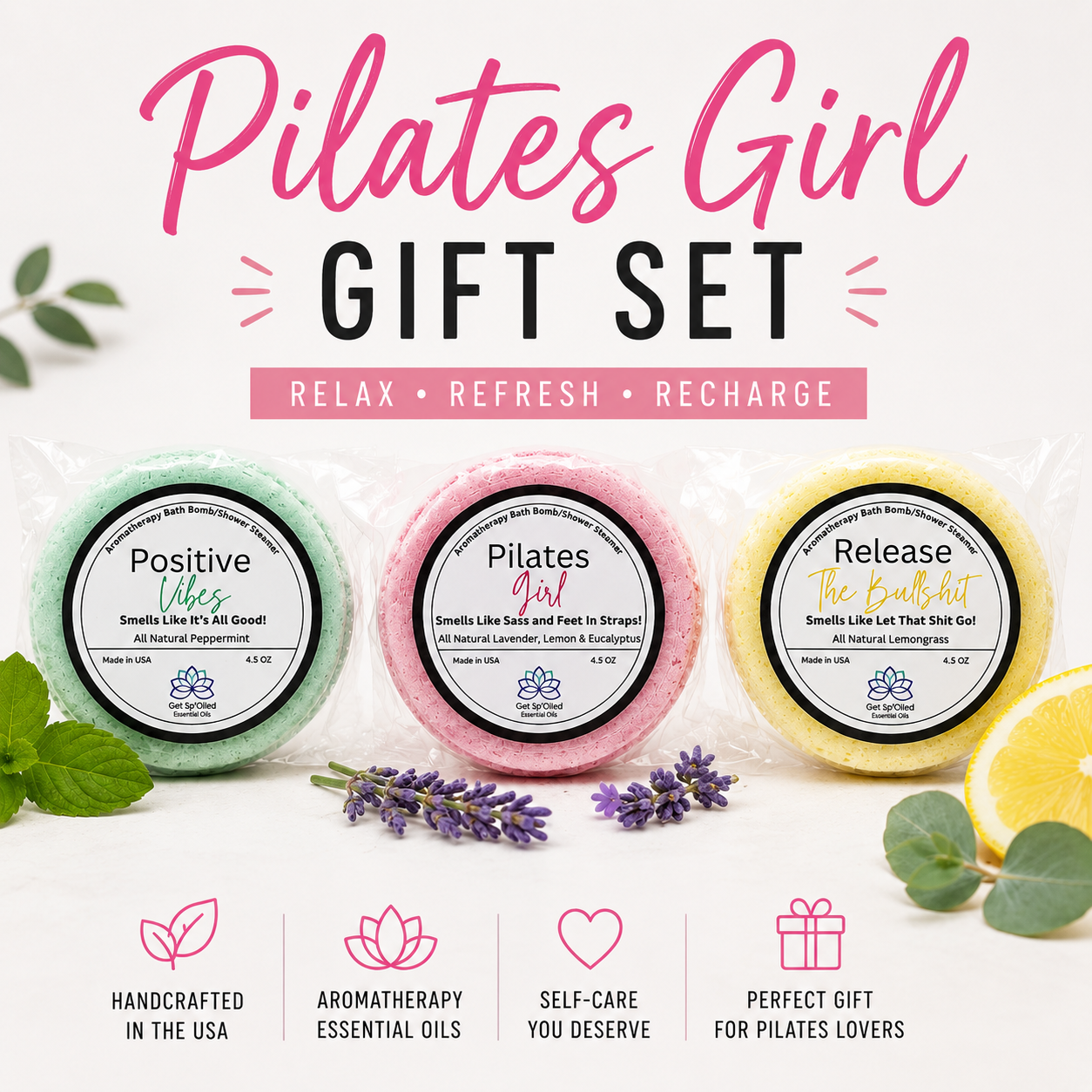 Pilates Girl Bath Bomb Shower Steamer Set – Aromatherapy Spa Gift