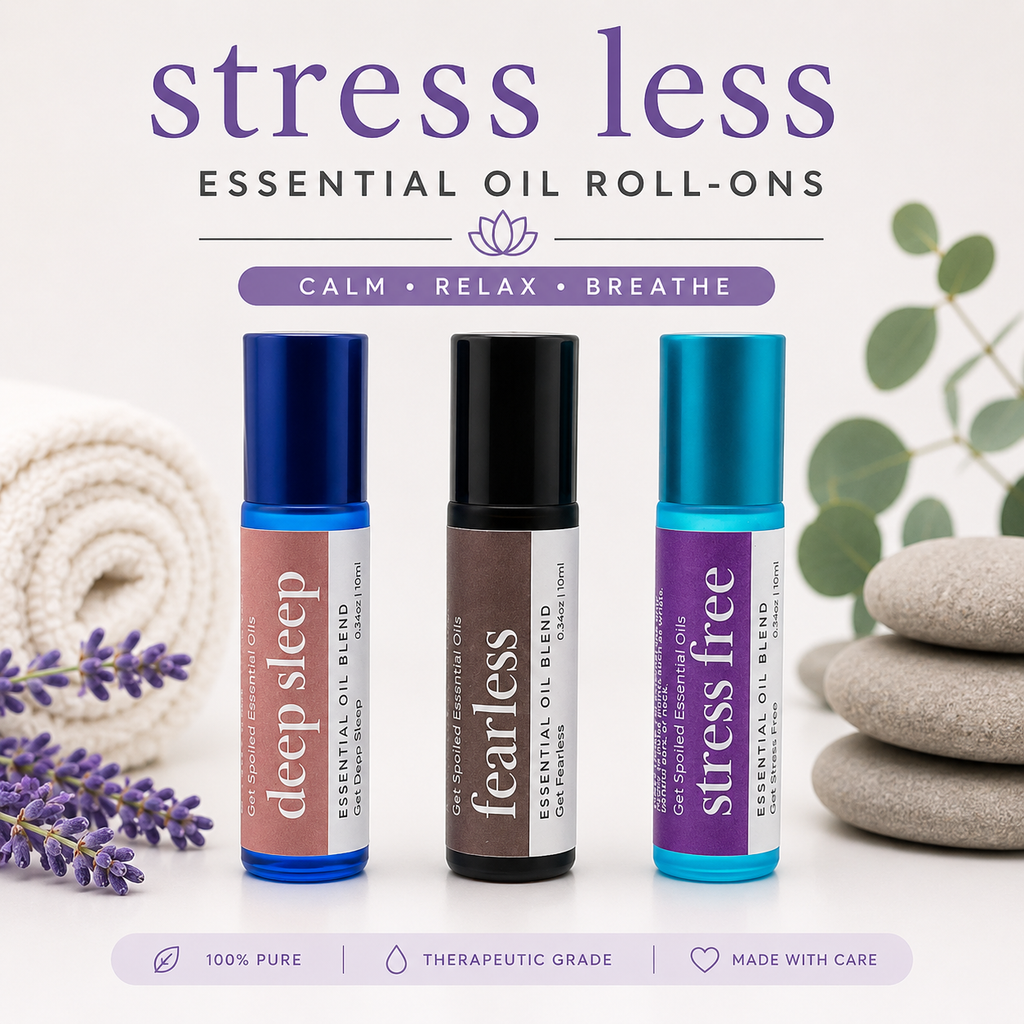 Stress Less Essential Oil Roll On Trio, Relaxation Self-care, Aromatherapy Gift Set