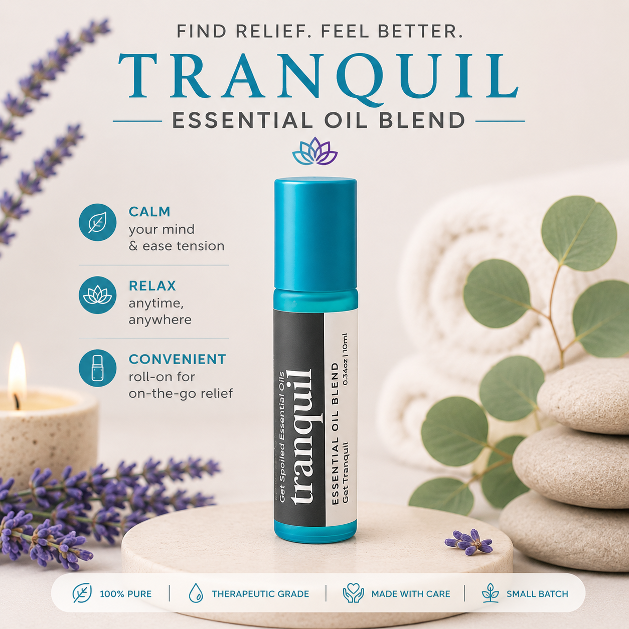 Tranquil Essential Oil Roll-On - Calming Aromatherapy Blend (10mL)