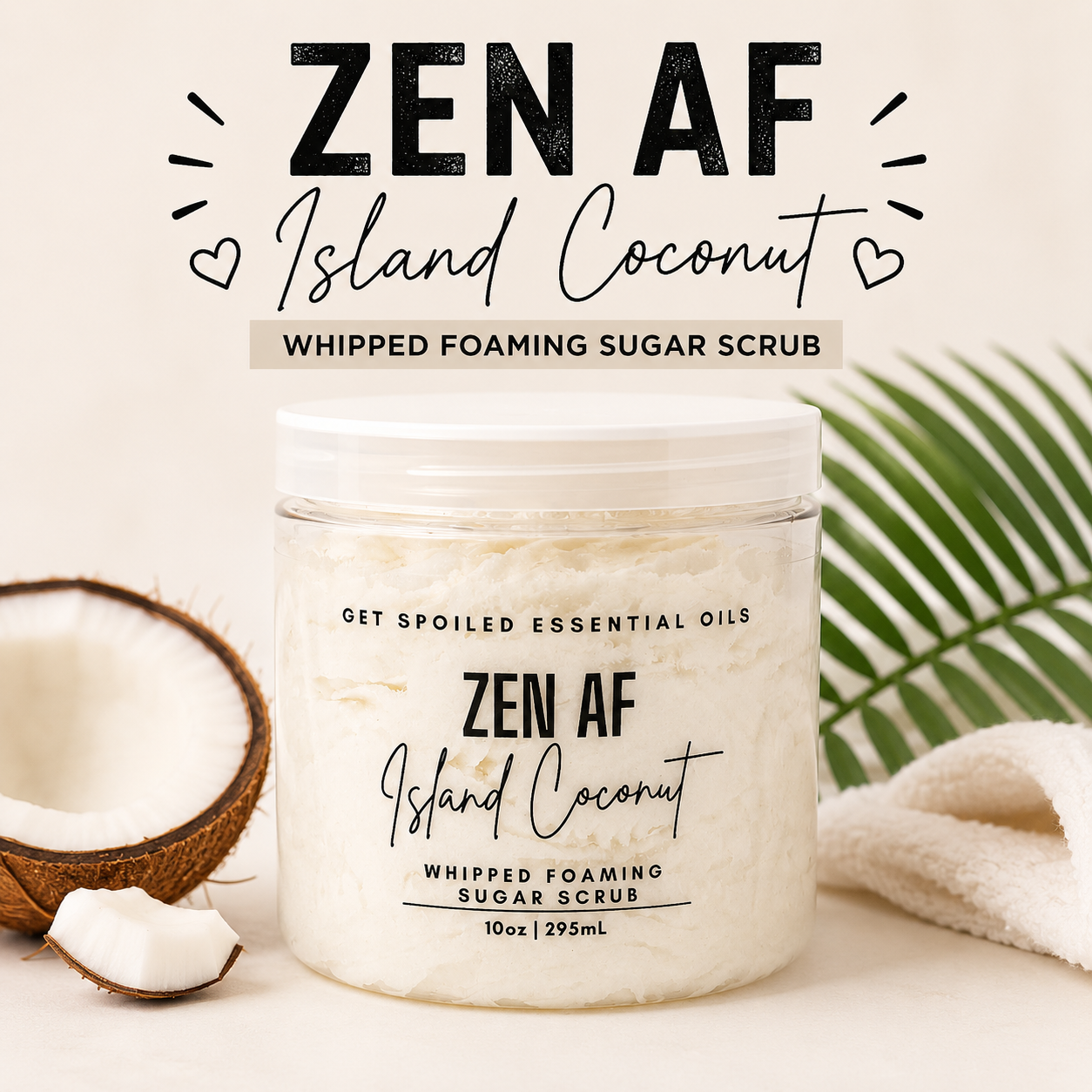 Zen AF Whipped Sugar Scrub – Island Coconut Paradise Scent