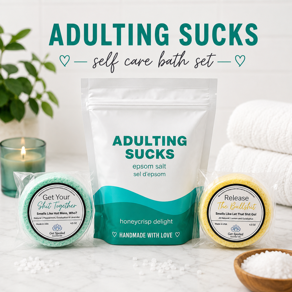 Adulting Sucks Epsom Salt Soak and Bath Bomb/Shower Steamer Gift Set