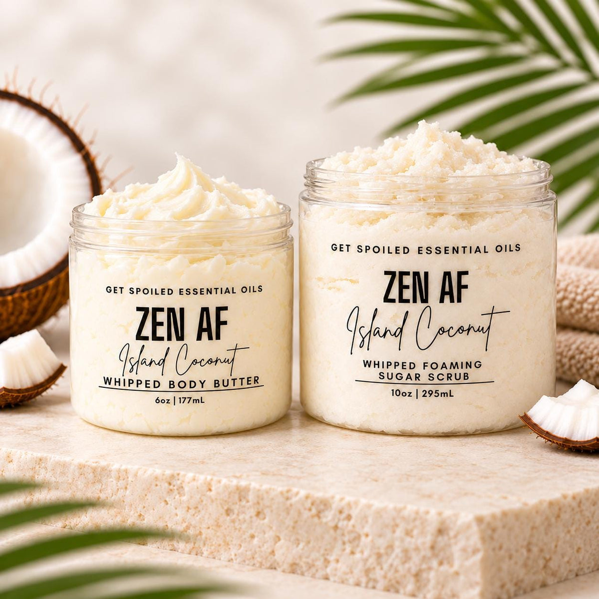 Zen AF Body Butter & Sugar Scrub Duo – Island Coconut