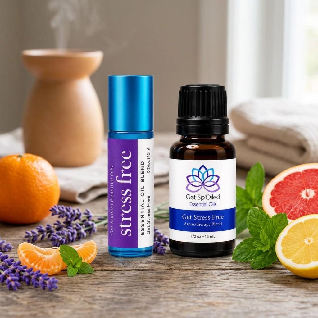Get Stress Free Essential Oil Diffuser & Roll-On Set