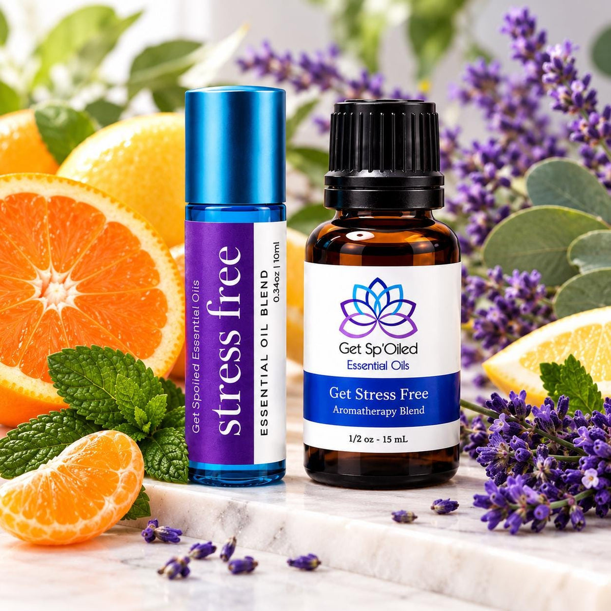Get Stress Free Essential Oil Diffuser & Roll-On Set