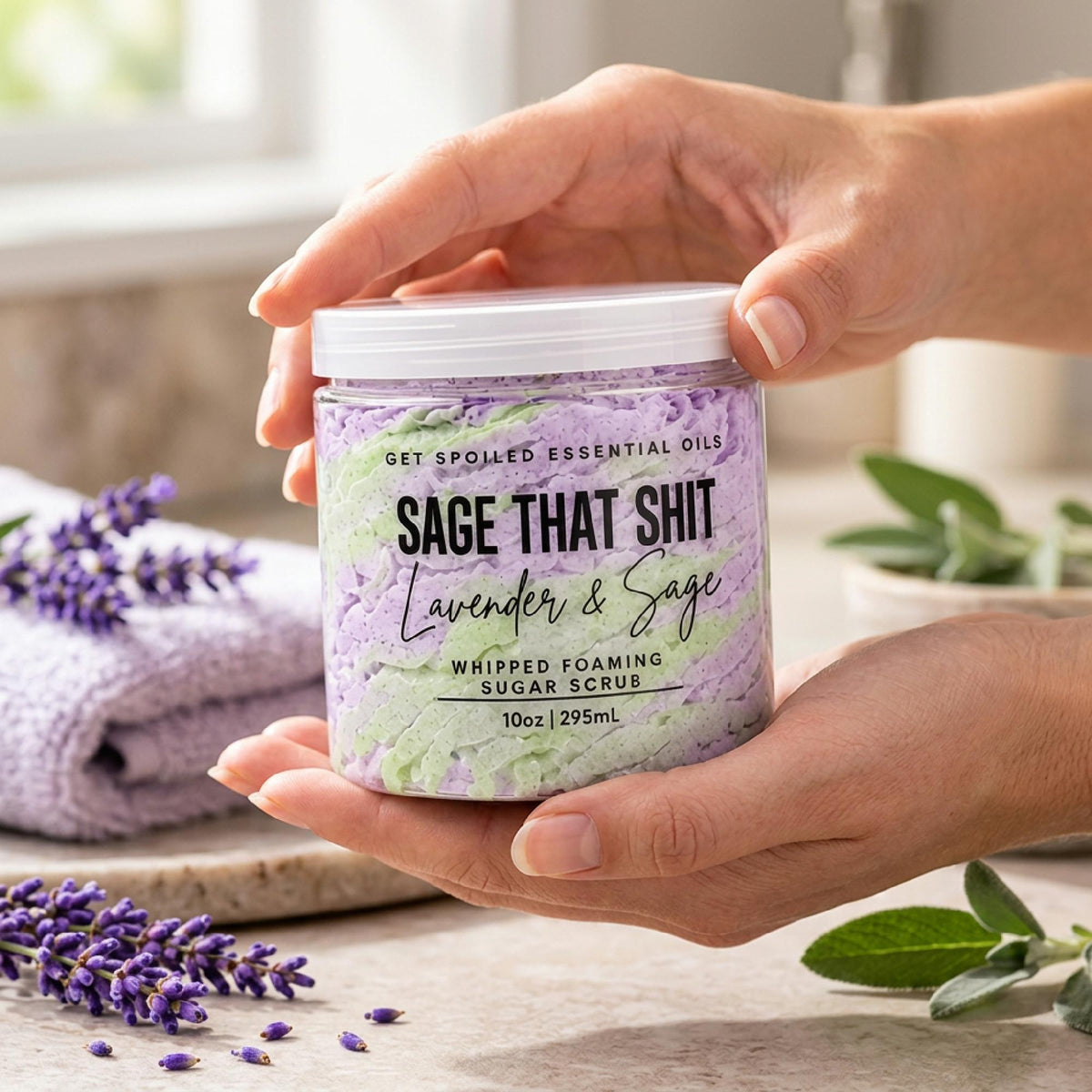 Sage That Shit Whipped Foaming Sugar Scrub – Lavender & Sage