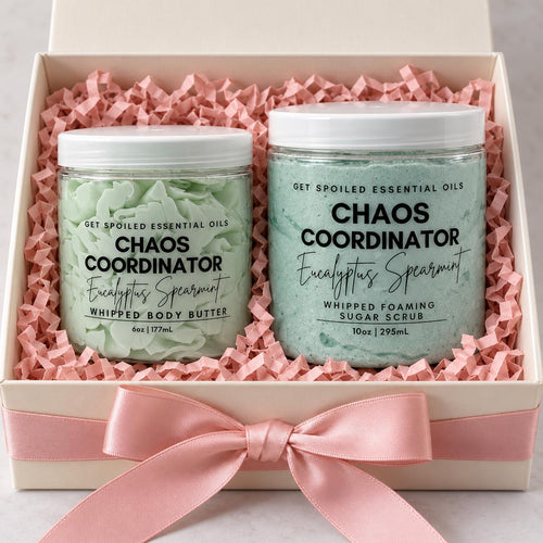Chaos Coordinator Self Care Duo, Eucalyptus Spearmint Sugar Scrub and Body Butter Gift Set
