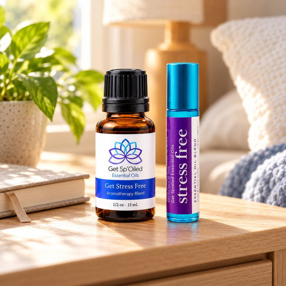 Get Stress Free Essential Oil Diffuser & Roll-On Set
