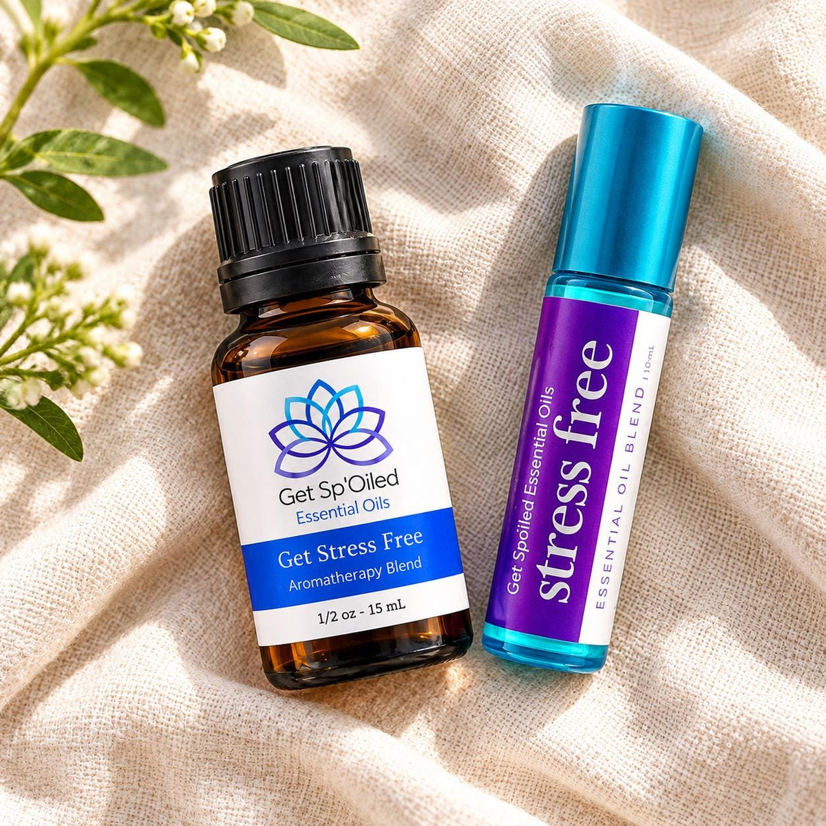 Get Stress Free Essential Oil Diffuser & Roll-On Set