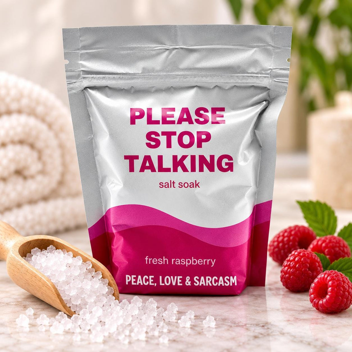 Please Stop Talking Epsom Salt Bath Soak – Fresh Raspberry