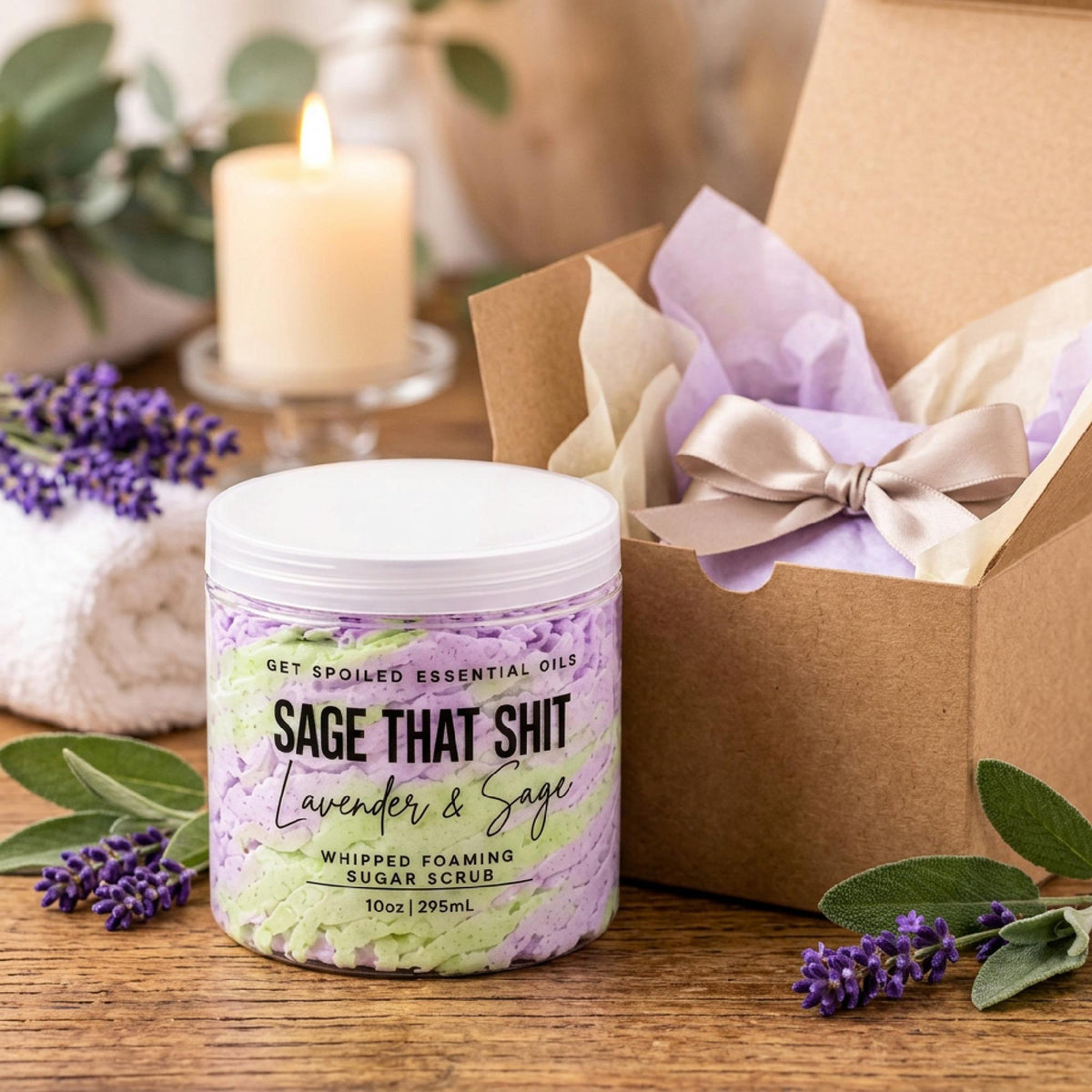 Sage That Shit Whipped Foaming Sugar Scrub – Lavender & Sage