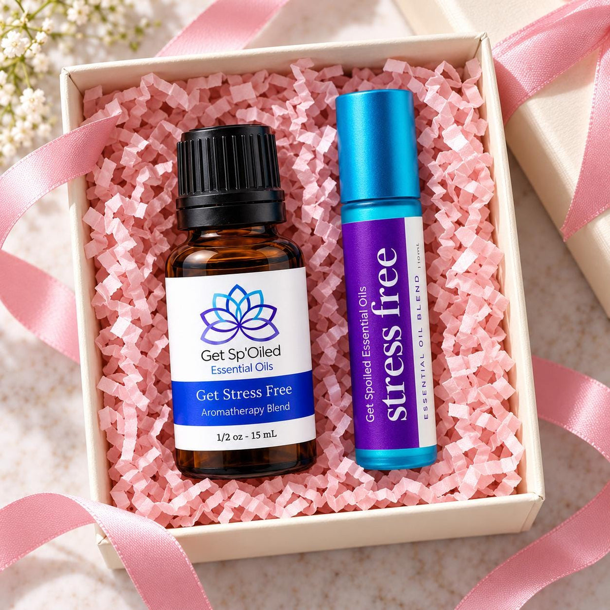 Get Stress Free Essential Oil Diffuser & Roll-On Set
