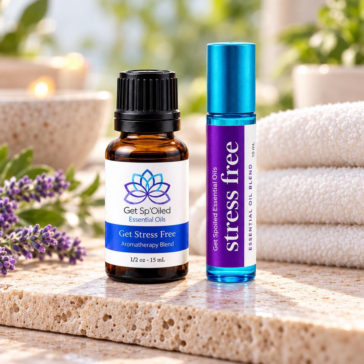 Get Stress Free Essential Oil Diffuser & Roll-On Set
