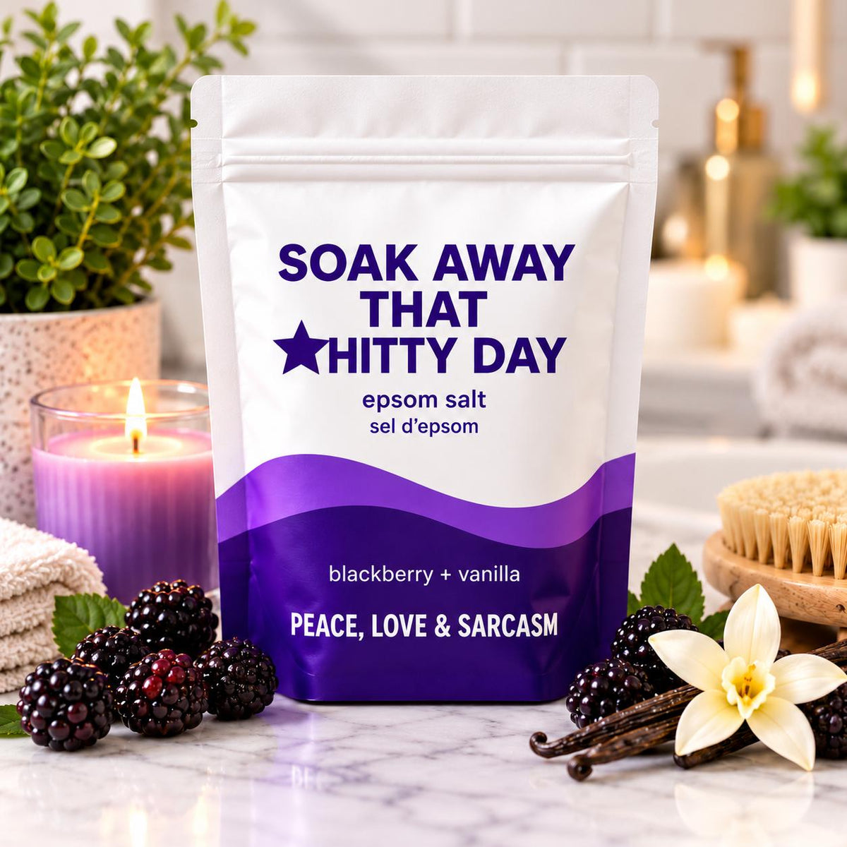 Soak Away That Shitty Day Epsom Salt Bath Soak – Blackberry & Vanilla