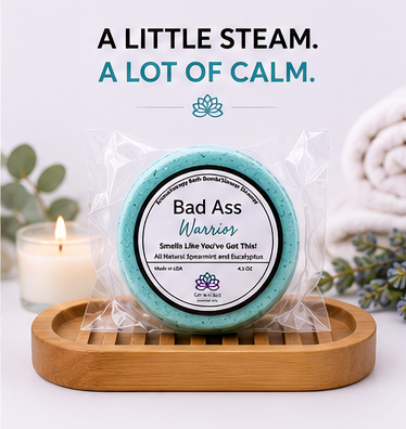 Bad Ass Warrior Bath Bomb/Shower Steamer – Spearmint & Eucalyptus, Funny Self-Care Spa Gift”