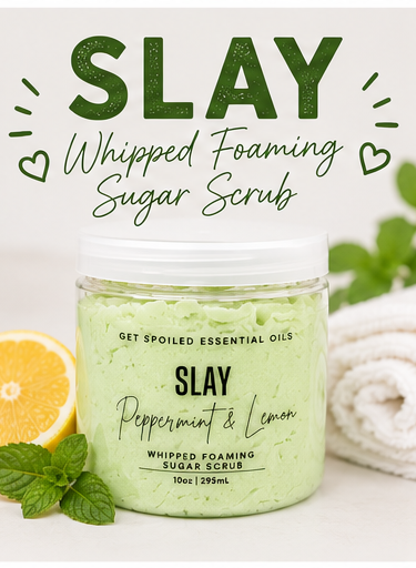 Slay Mint & Lemon Whipped Sugar Scrub – Exfoliating Foaming Body Scrub