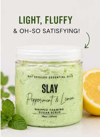 Slay Mint & Lemon Whipped Sugar Scrub – Exfoliating Foaming Body Scrub