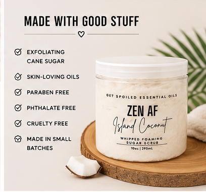 Zen AF Whipped Sugar Scrub – Island Coconut Paradise Scent