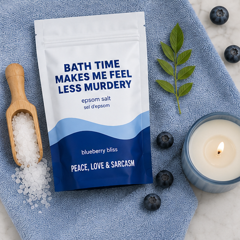 Less Murdery Epsom Salt Soak – Funny Self-Care Bath Gift - Blueberry Bliss Scented